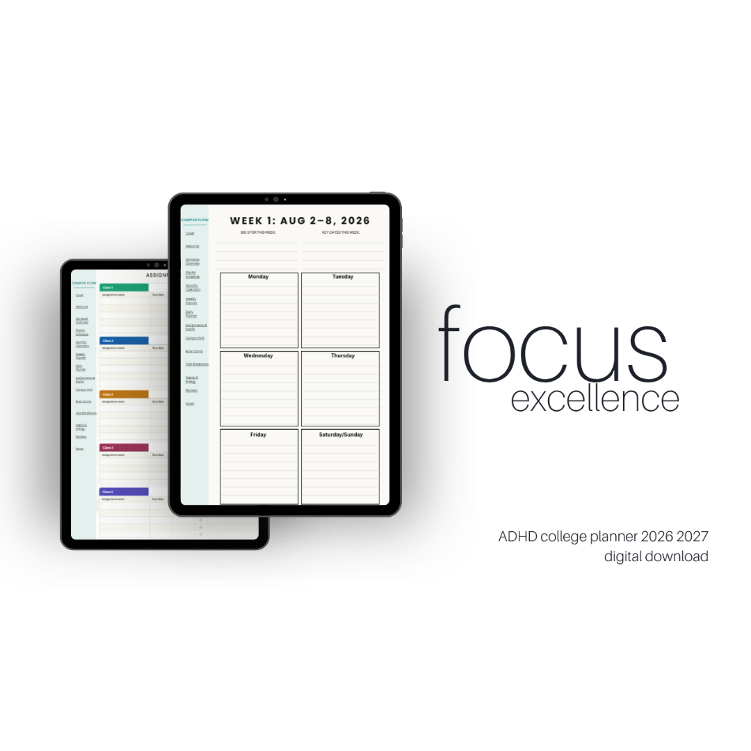 Campus Flow ADHD College Planner 2026–2027 | Hyperlinked PDF Digital Download - Image 4