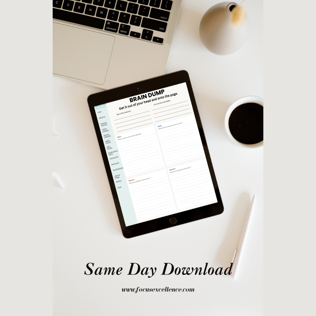 Campus Flow ADHD College Planner 2026–2027 | Hyperlinked PDF Digital Download - Image 3
