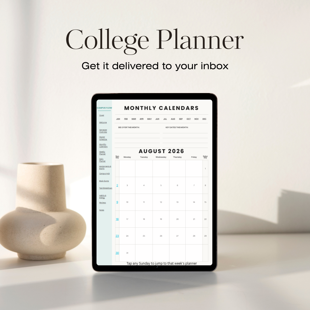 ADHD college planner 2026 2027 digital download